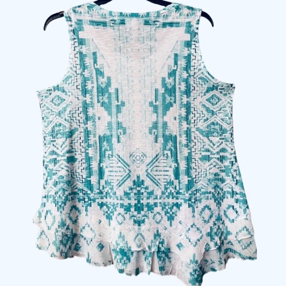 CATO WOMAN Size 18/20W Pullover Sleeveless Top Asymmetrical Hem Rhinestones EUC - Picture 7 of 7